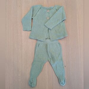 Micu Newborn Green Knit Matching Set
